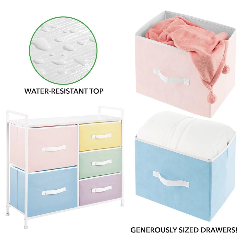 mDesign 5-Drawer Storage Dresser, Multicolor