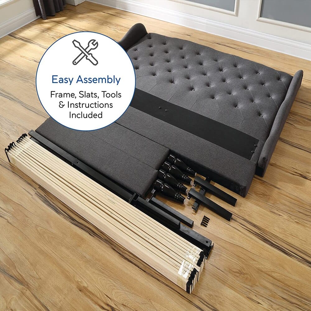Classic Brands Coventry Upholstered Full Platform Bed Frame, Gray