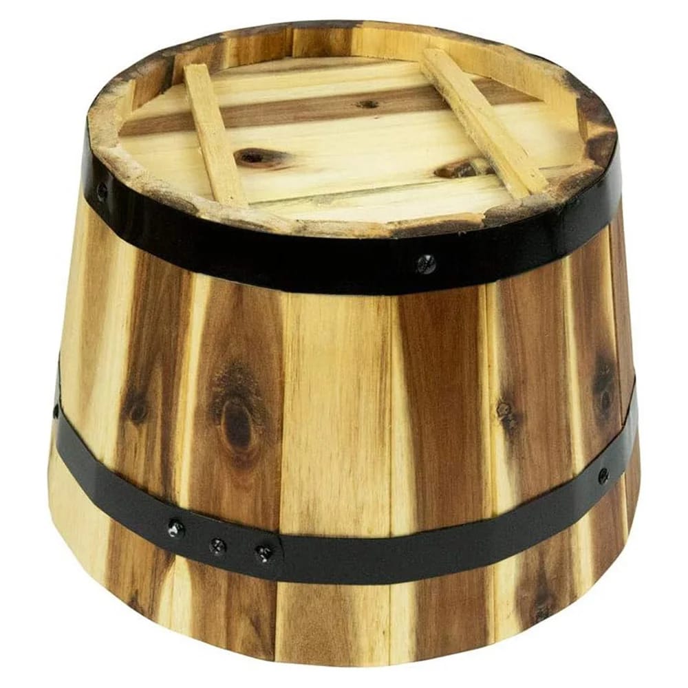 Thirteen Chefs Villa Acacia Large Round Wood Pots, Set of 2