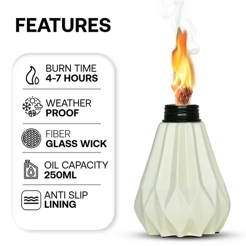 Decorative Glass Pineapple Table Torch, 3 Pack, White
