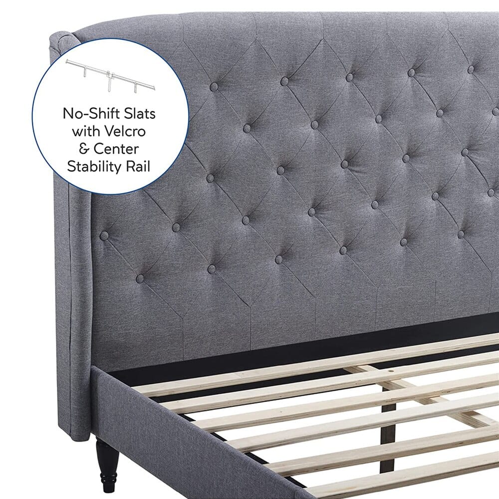 Classic Brands Coventry Upholstered Full Platform Bed Frame, Light Gray