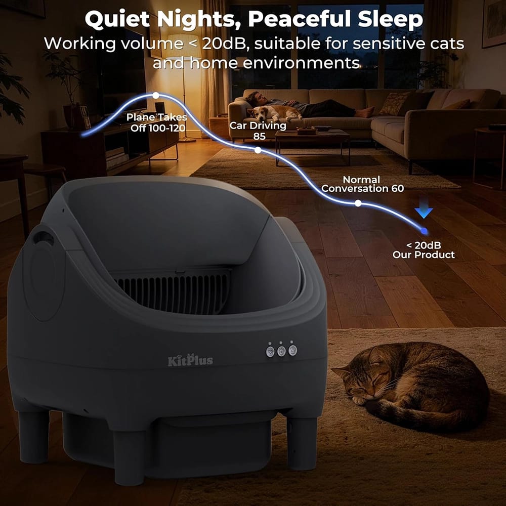 KitPlus Self Cleaning Litter Box, Black