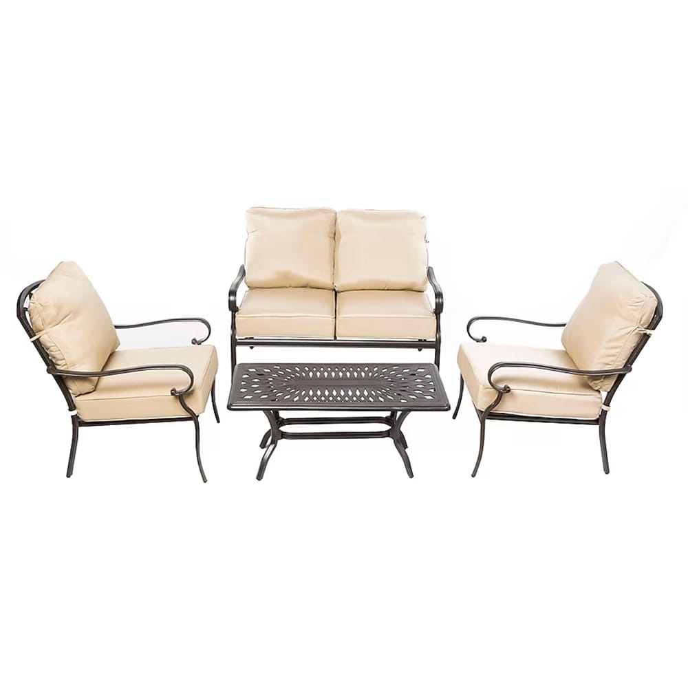 Alfresco Home Newbury 4 Piece Cast Aluminum Seating Set