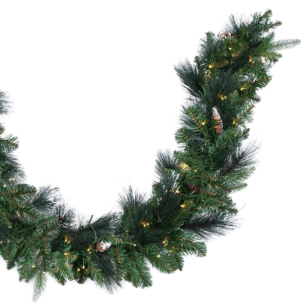 Famous Brand 9' Carolina Pine Pre-Lit Frosted Garland, 2 Pack