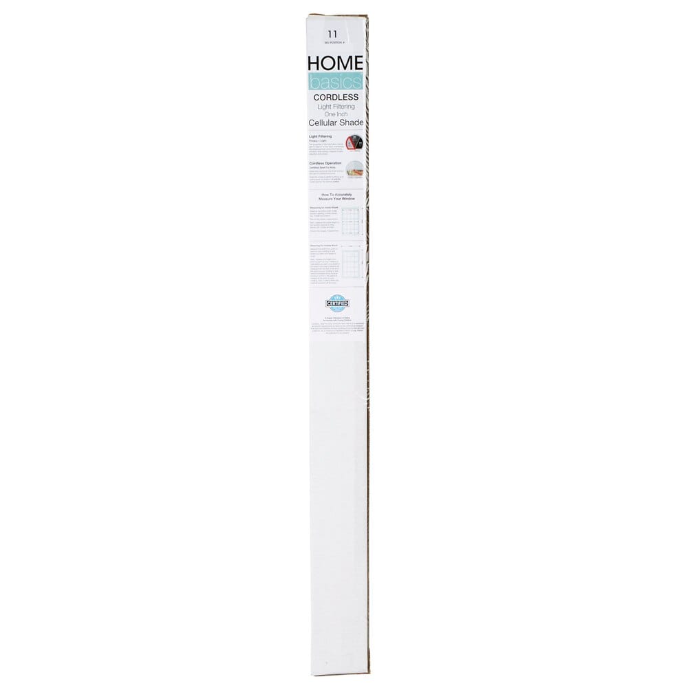 Home Basics Cordless Light Filtering 1 Cellular Shade, White, 34" x 72"