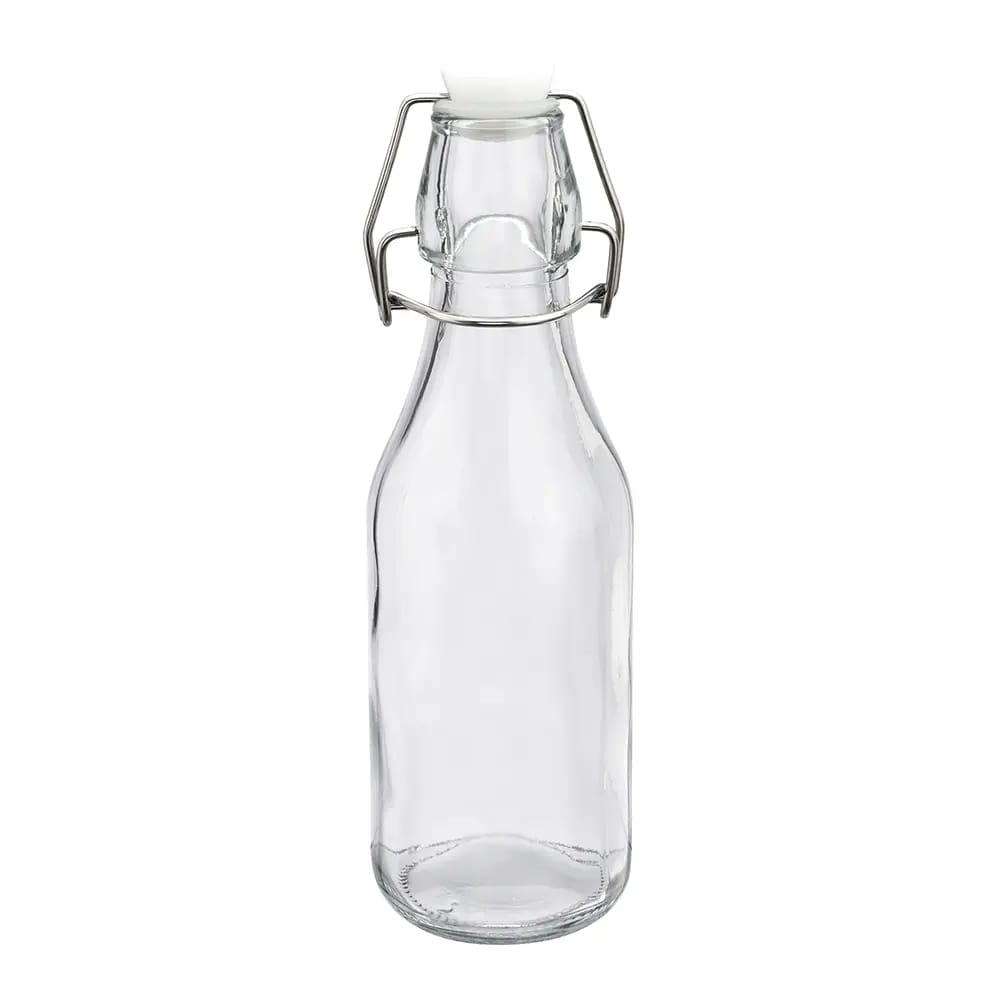 Air Tight Clear Glass Bottle, 9 oz.