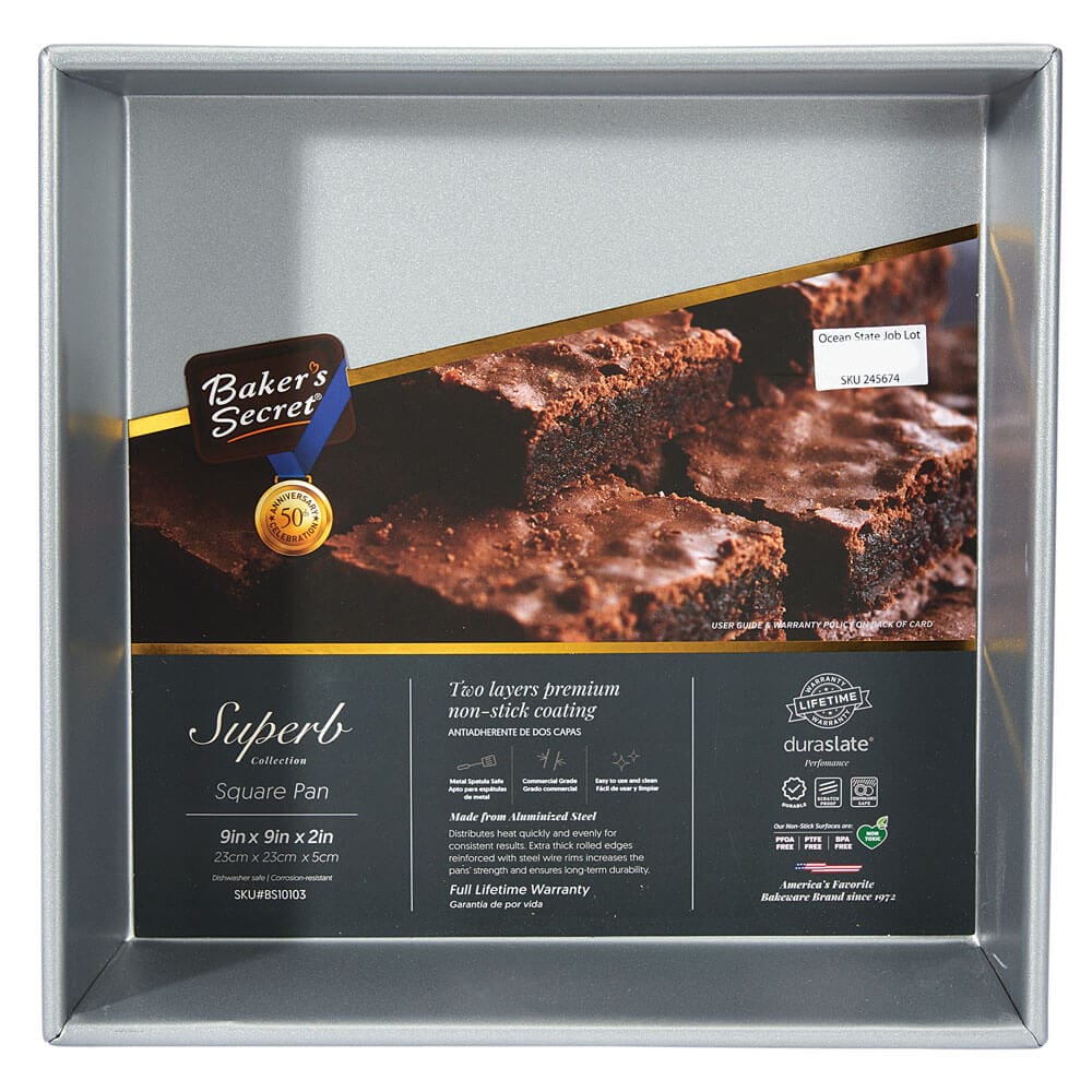 Baker's Secret Superb Collection Square Pan, 9"x9"