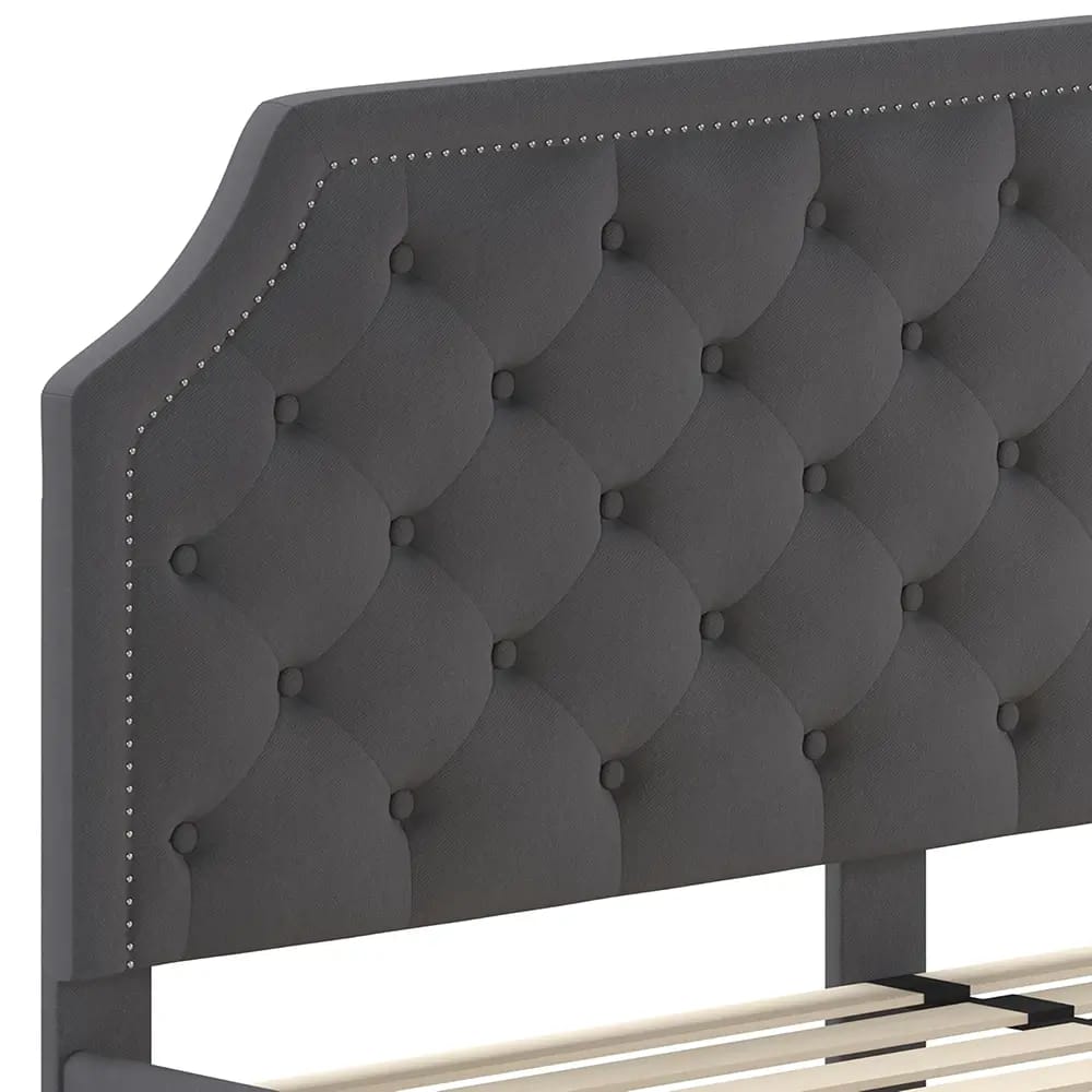 Brighton Arched Tufted Upholstered Platform Bed, King, Dark Gray