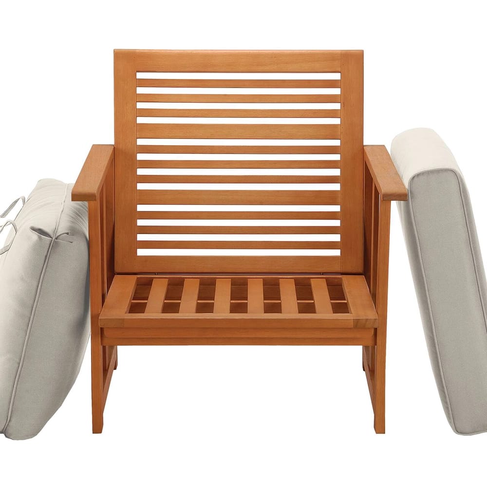 Eucalyptus Grandis Wood Cushioned Club Chair, Beige