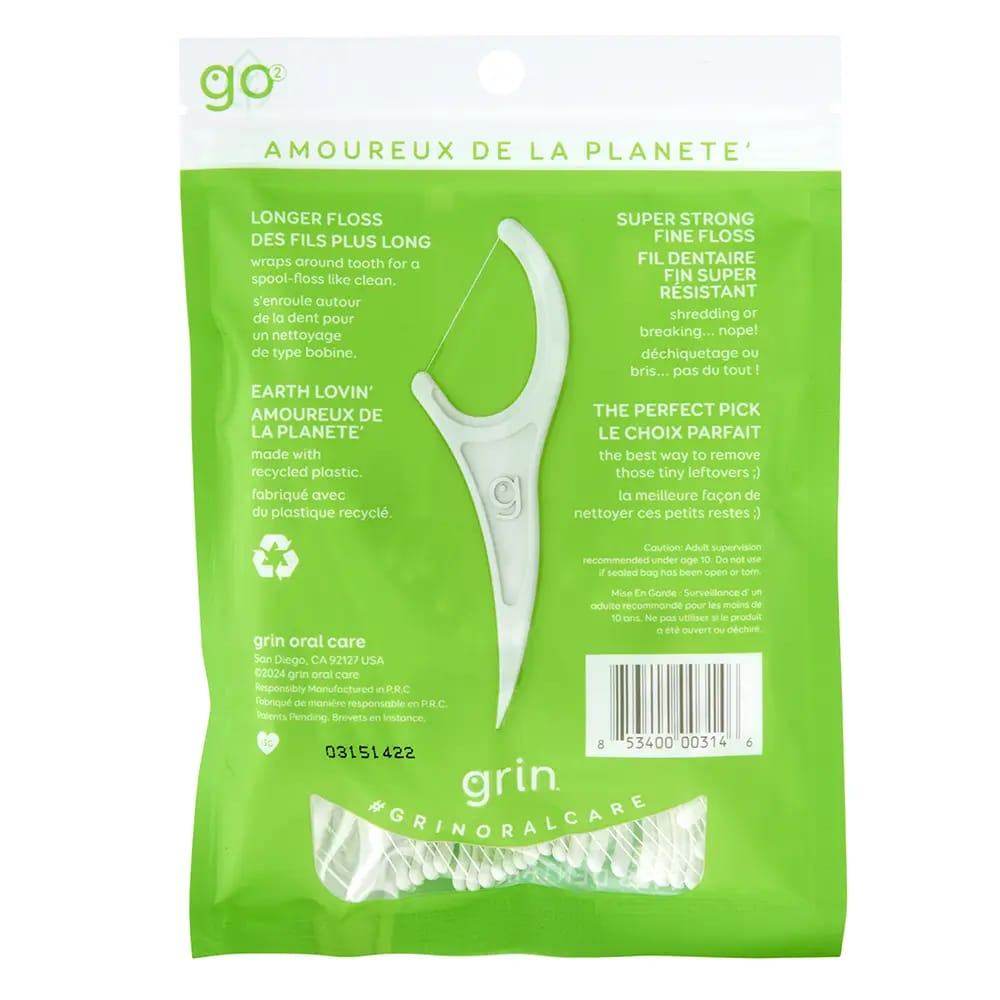 Grin Minty Clean Flossers, 60 Count