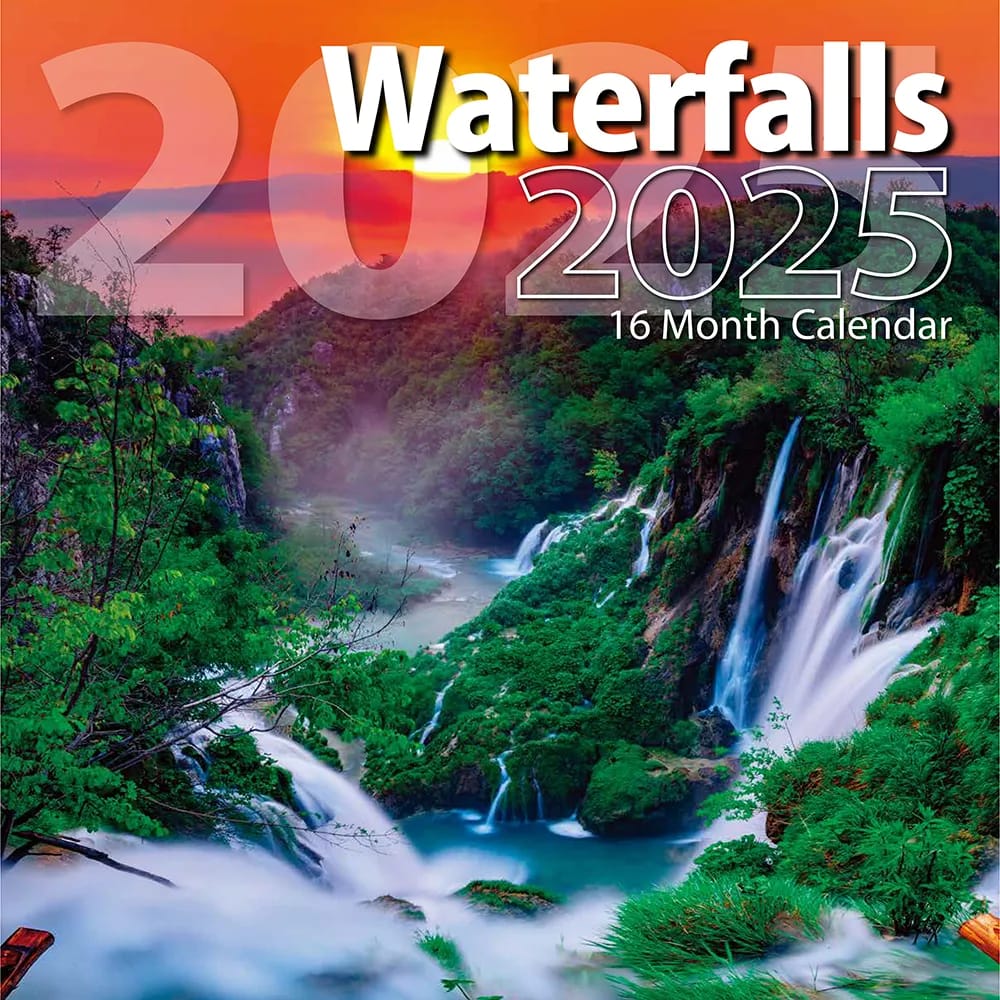 2025 Waterfalls Themed 16 Month Wall Calendar, 12"