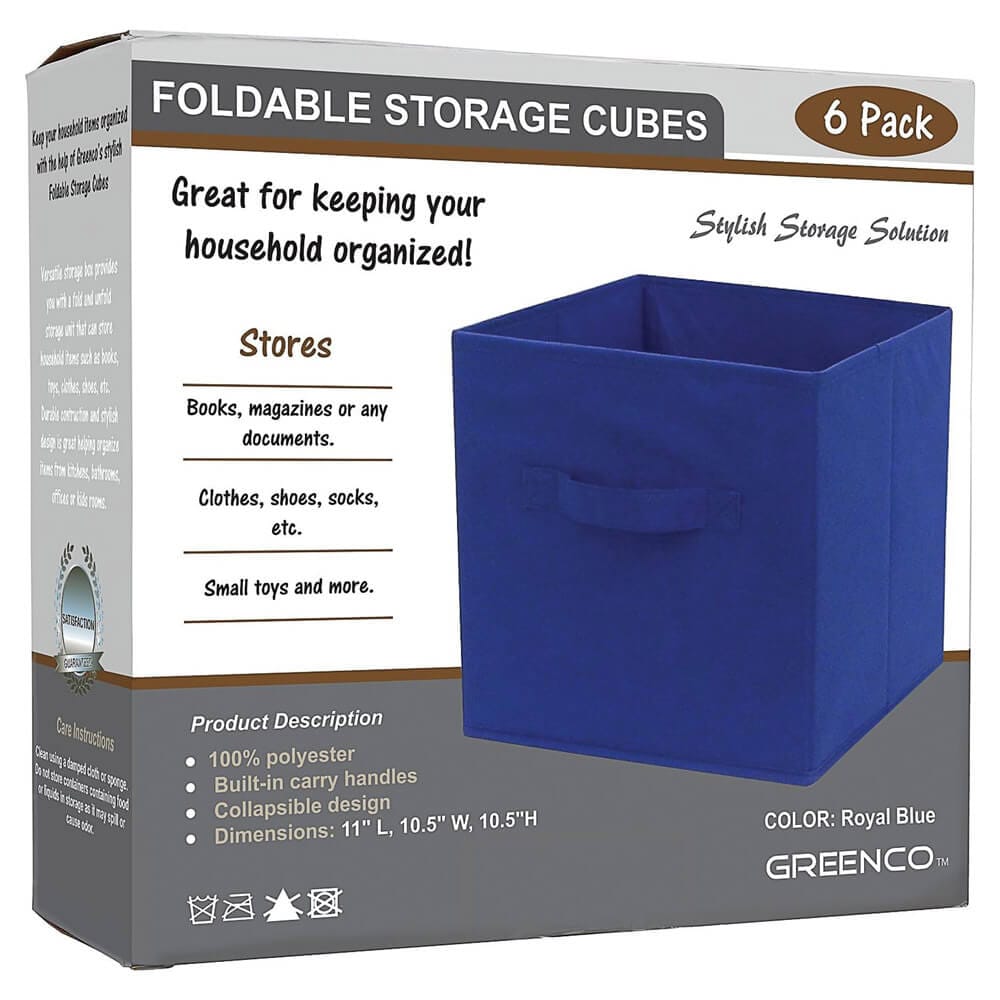 Greenco Foldable Storage Cubes, Set of 6, Royal Blue