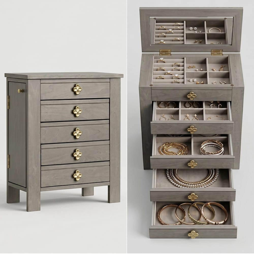 Hives & Honey Emma Jewelry Chest, Gray