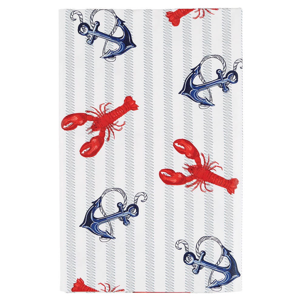 Shoreline Coastal Vinyl Tablecloth with Flannel Backing