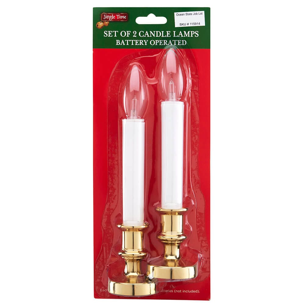 Jingle Time Battery Operated Candle Lamps, Set of 2