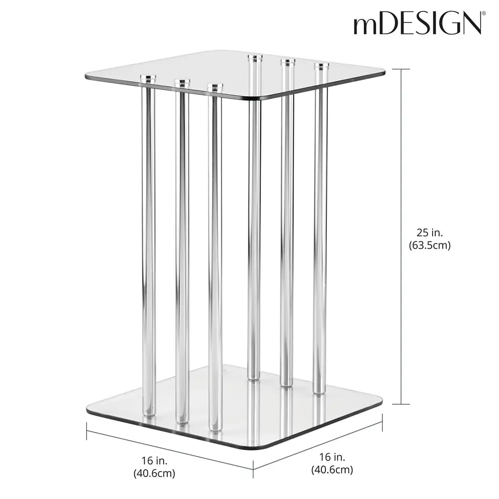 mDesign Glass Top Side Table