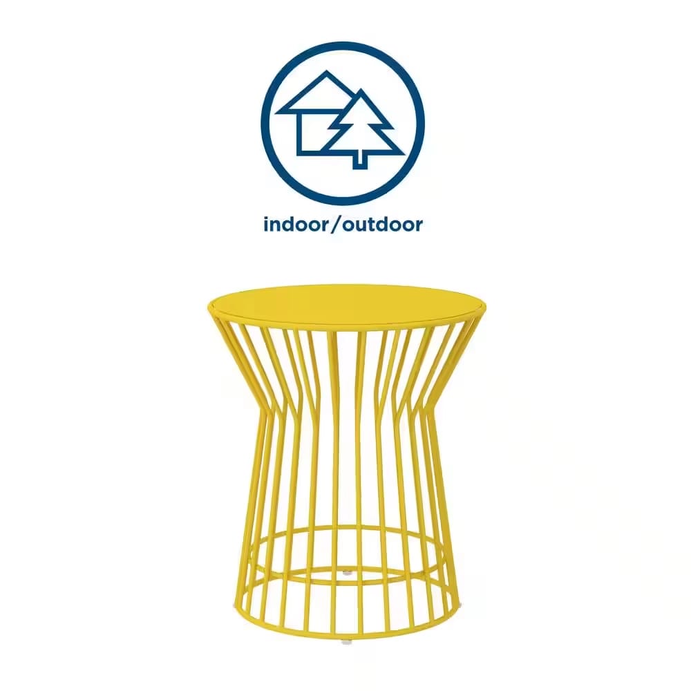 Novogratz Metal Outdoor Side Table, Yellow
