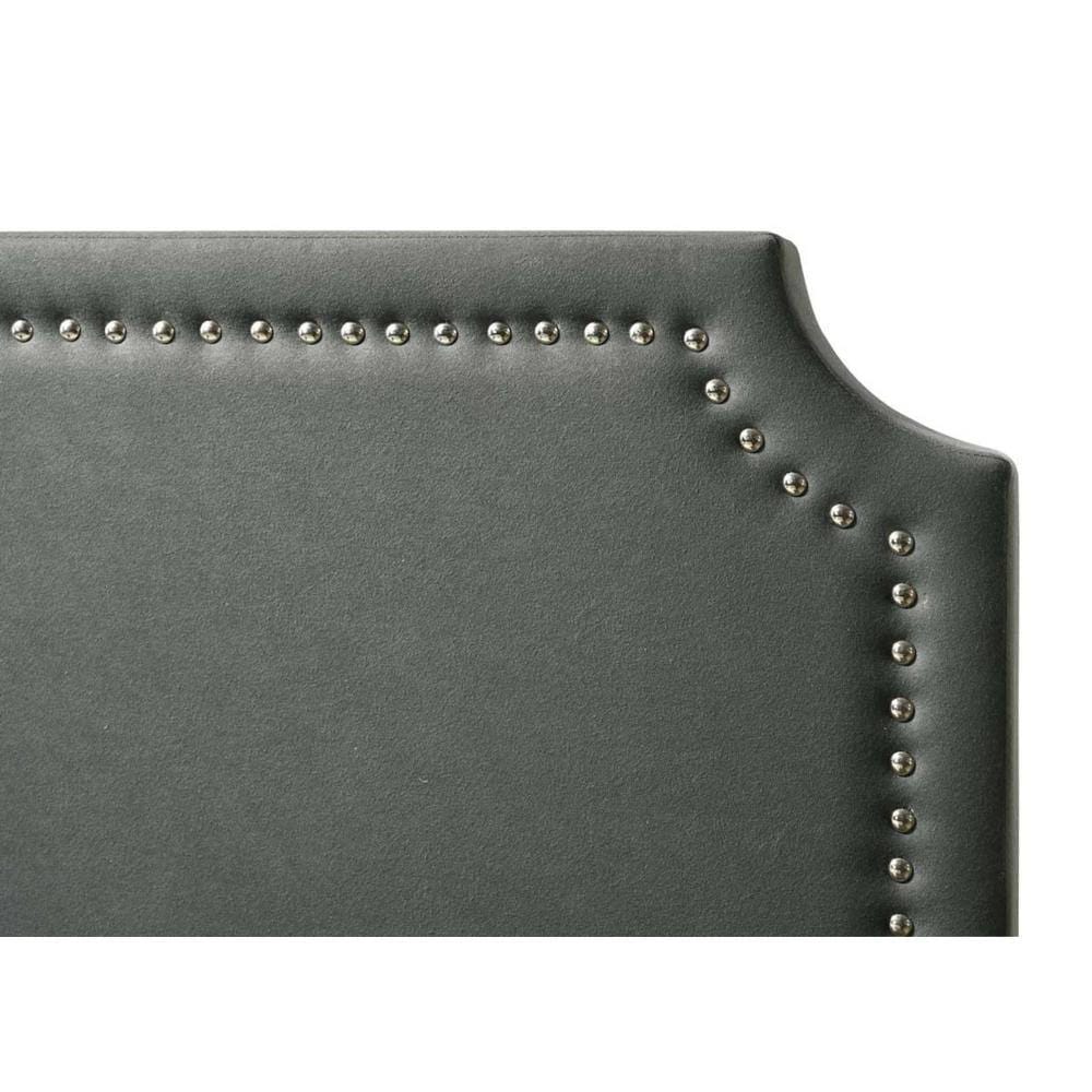 Belle Isle Furniture Regal Velvet Upholstered Bed Frame, Full, Dark Gray