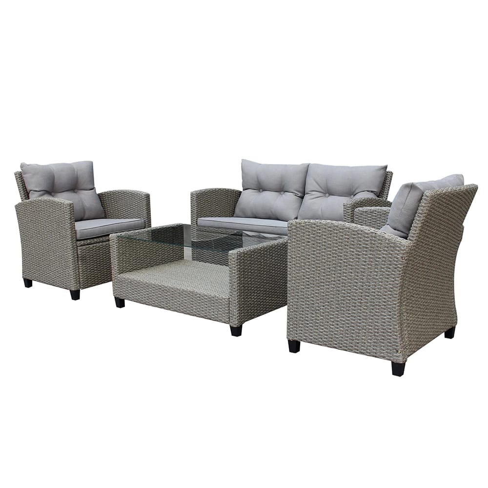 Outdoor 4-Piece Resin Wicker Patio Set, Brown/Light Brown