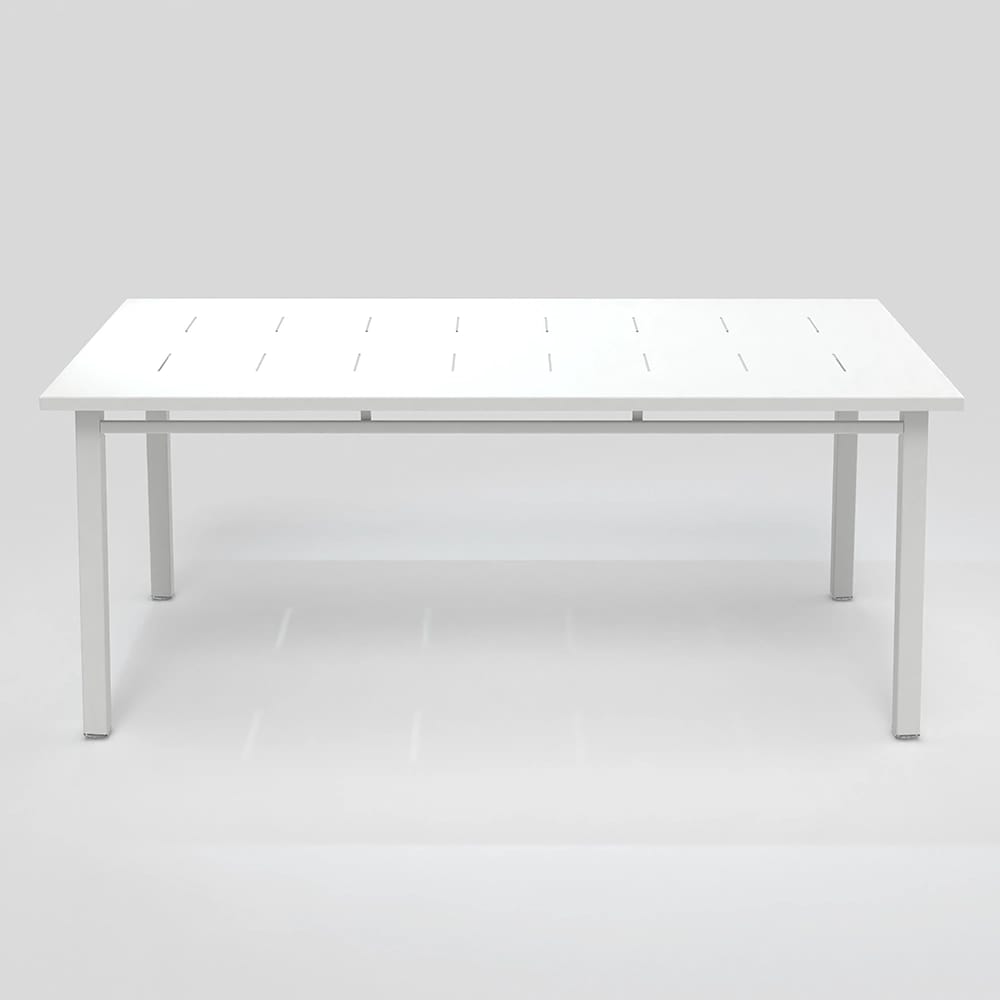 Maiori Aluminum Rectangular Long Patio Dining Table with Umbrella Hole, Blanc