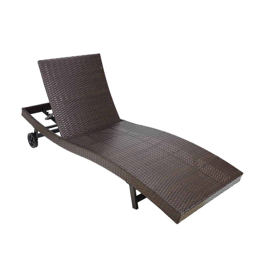 All-Weather HDPE Resin Wicker Chaise Lounge, Set of 2, Brown