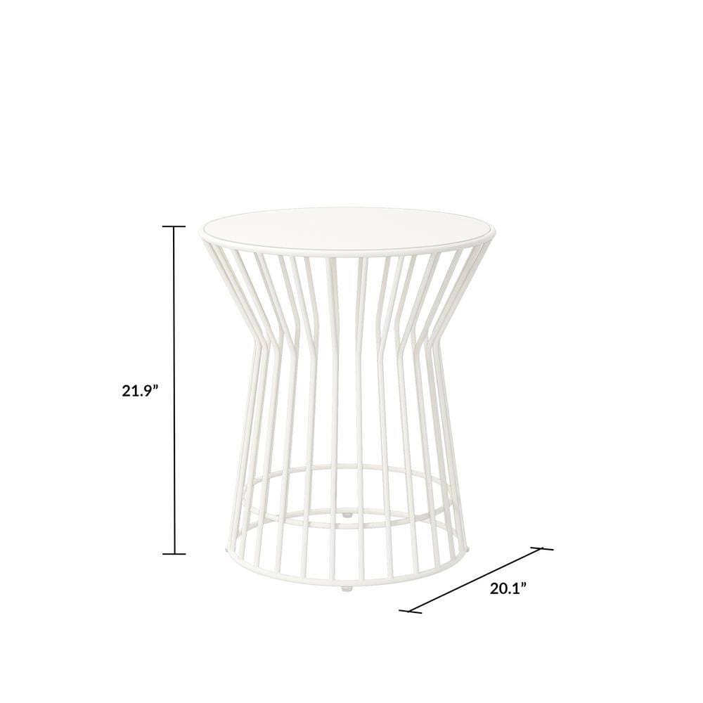 Novogratz Metal Outdoor Side Table, White