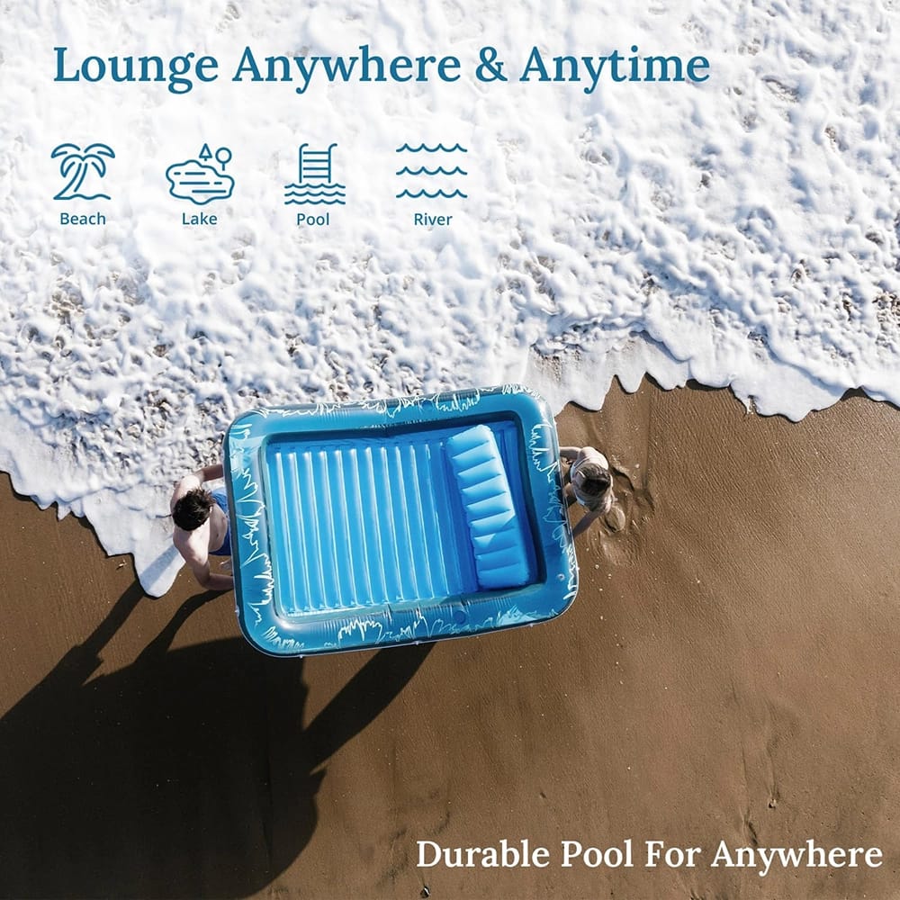 Sunrio 80" x 58" Inflatable Pool Lounger Float, Blue