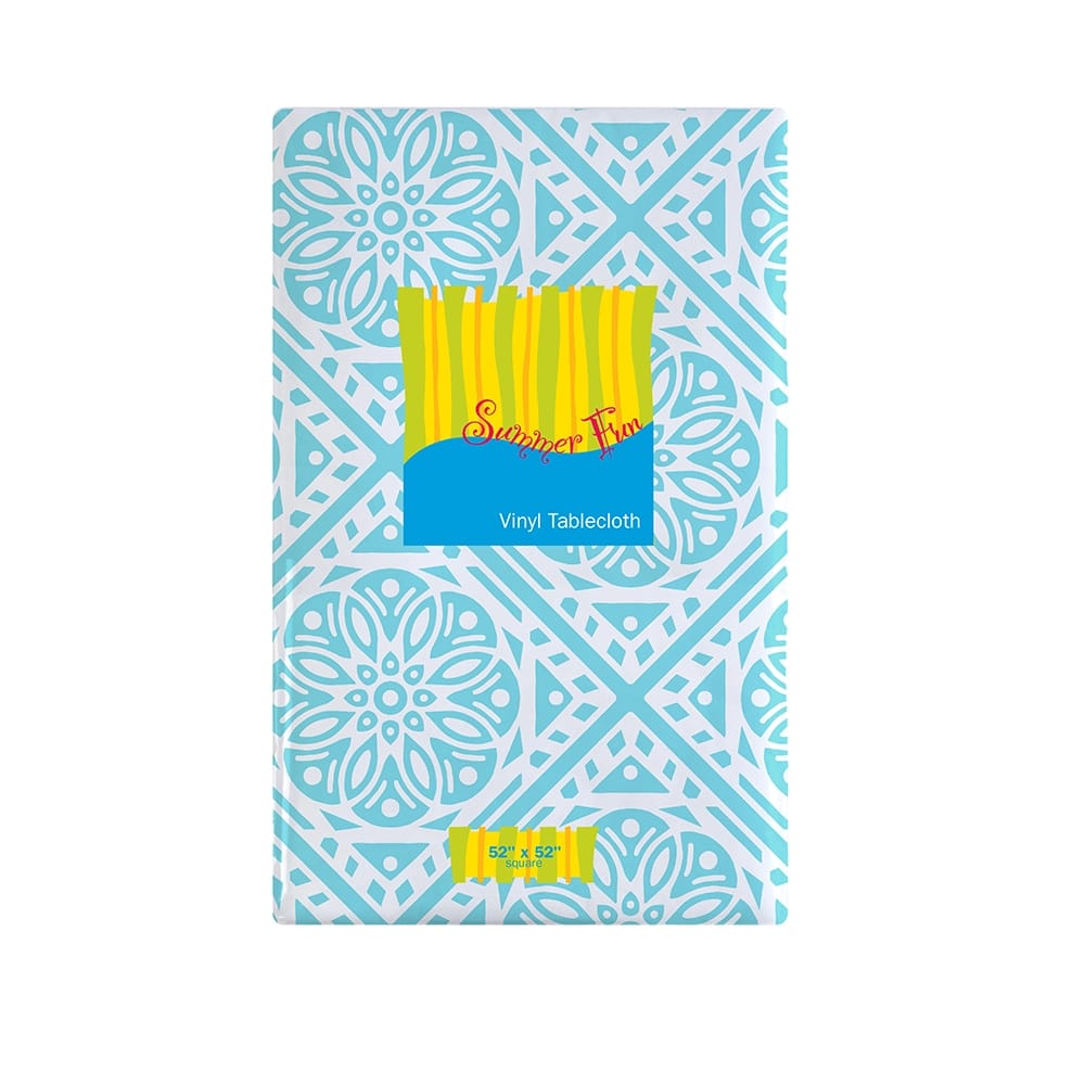 Blues Vinyl Tablecloth with Flannel Backing