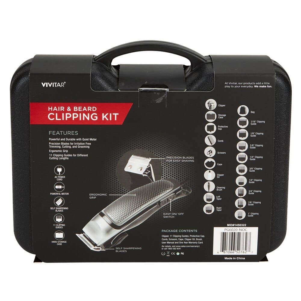 Vivitar Pro Series Clean Cutting Hair and Beard Clipping Kit 20 Piece