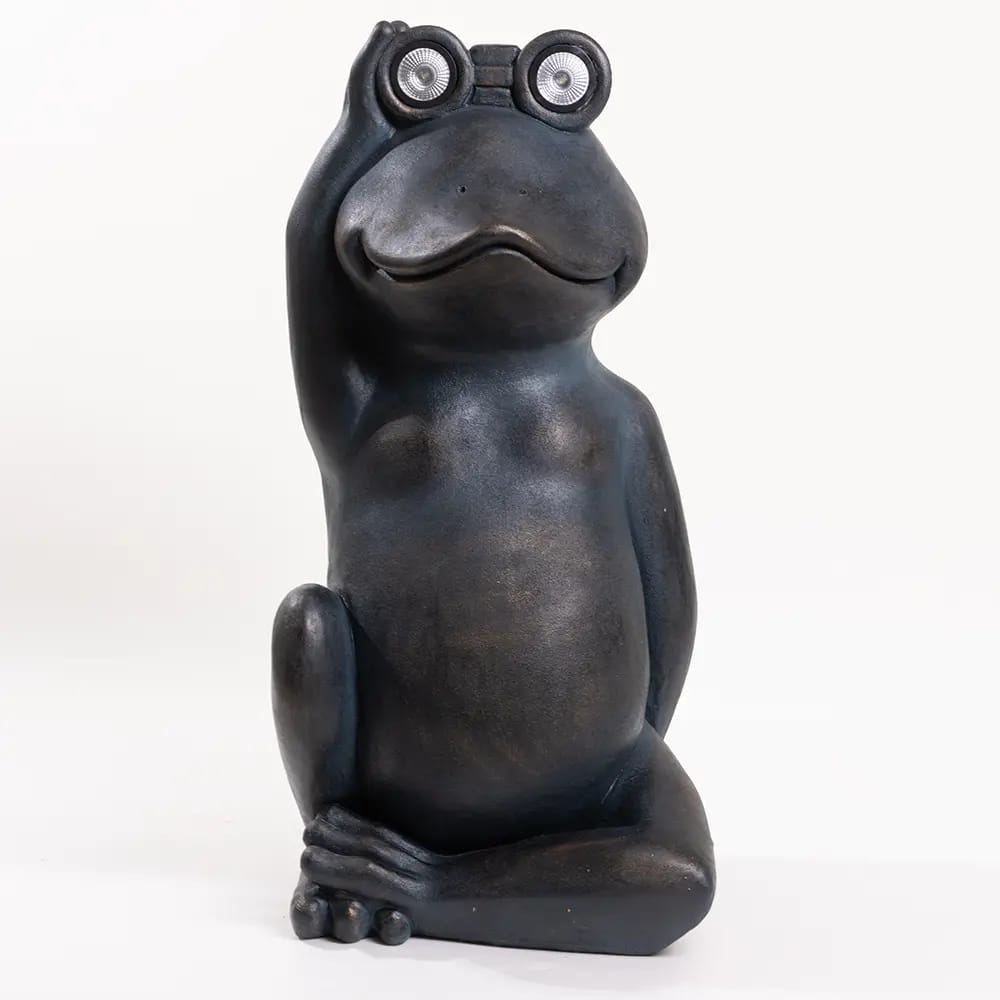 32" Sitting Frog Solar Garden Statue