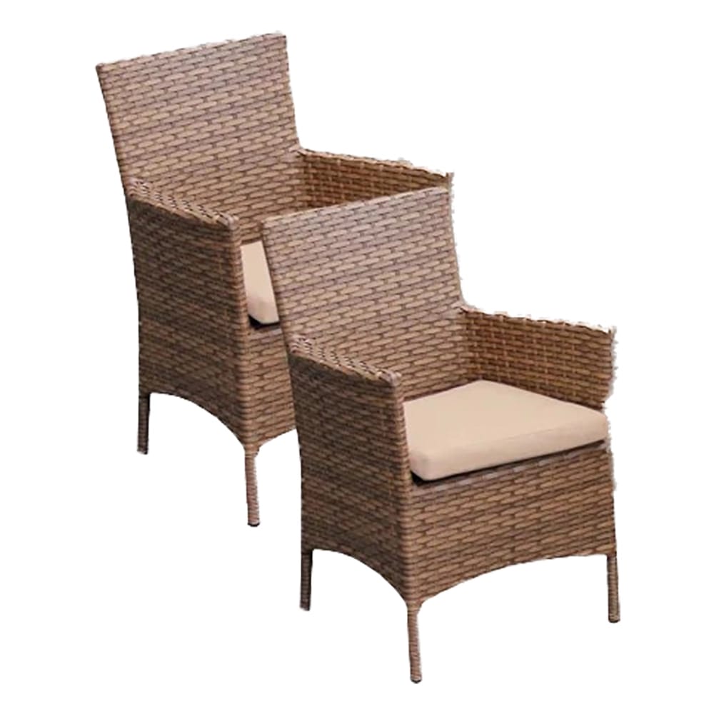 TK Classics Dining Chairs with Cushions, Set of 2, Brown/Taupe