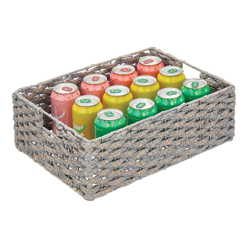 mDesign Hyacinth Braided Woven Kitchen Basket, Gray, 6 Pack