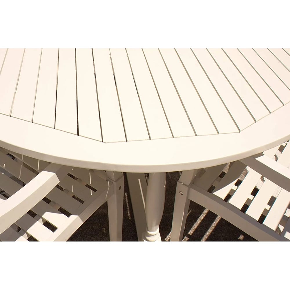 Smart Living Acacia Round Dining Table, Light Gray, 60"