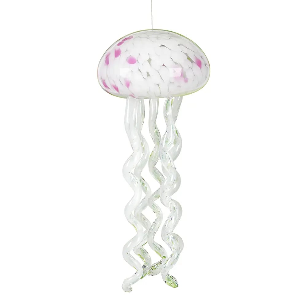 Glass Jellyfish Windchime, White & Pink