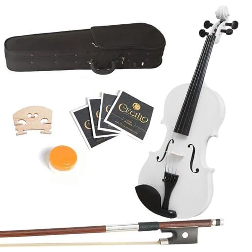 Mendini 16" Solid Wood Viola, White