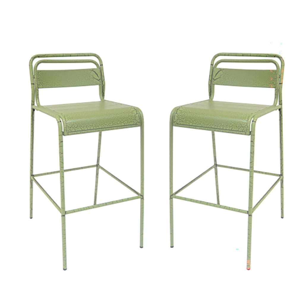 Carmella Stackable Metal Outdoor Bar Stool, Green, 2 Count