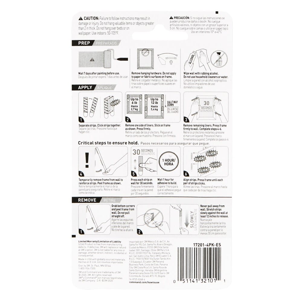 Command 3M Medium White Picture Hanging Strips, 4-Count