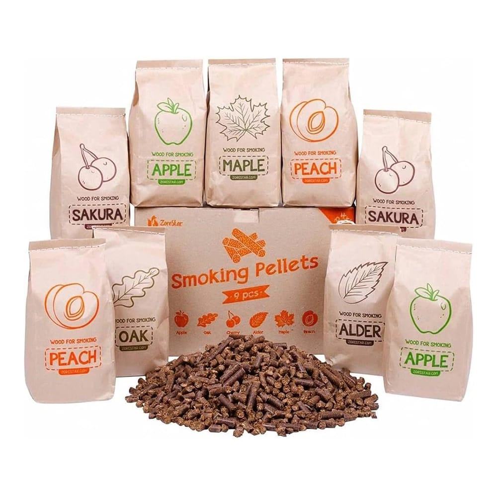 Zorestar Smoker Wood Pellets 12 lb Variety Pack, 9 pack