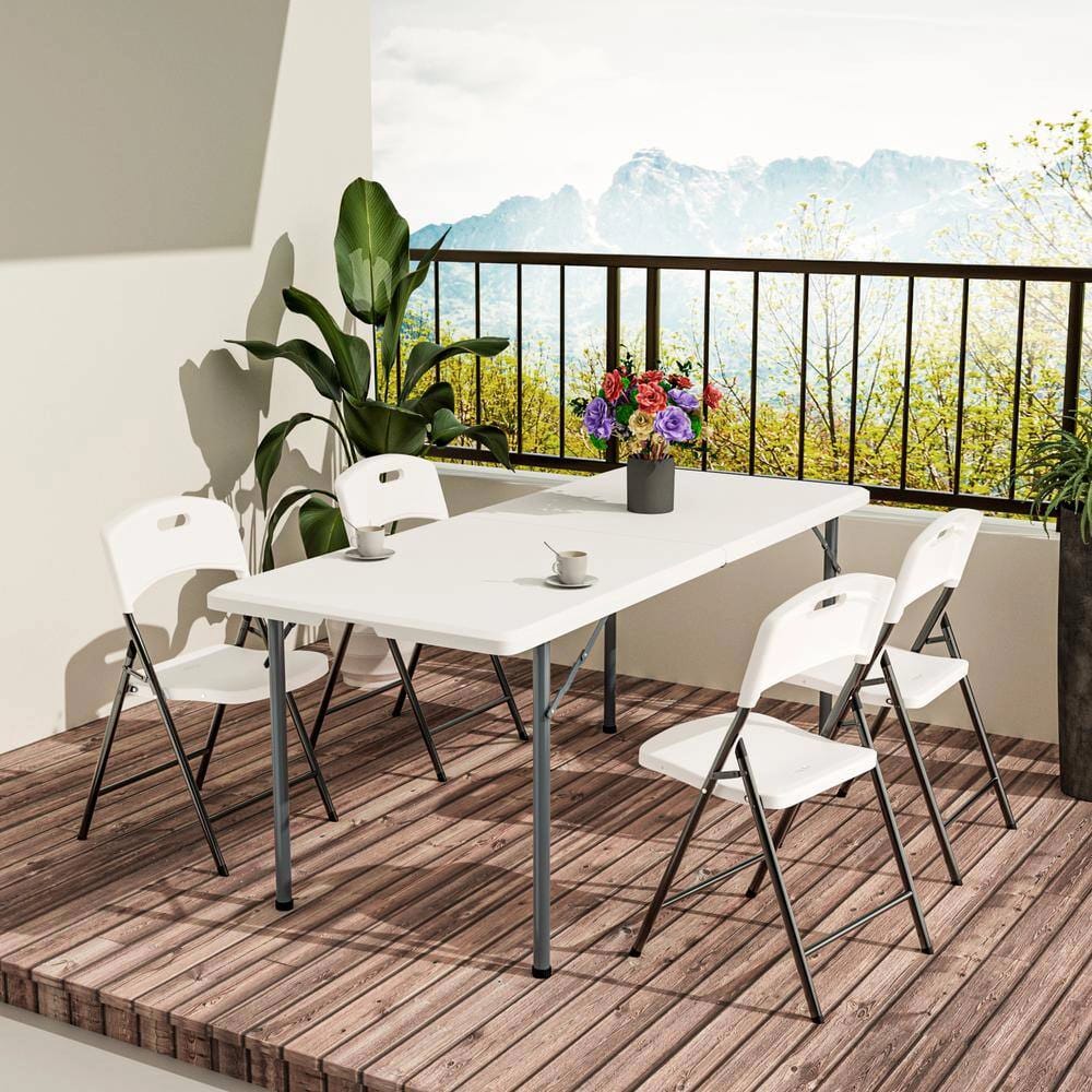 72" Portable Folding Table, White