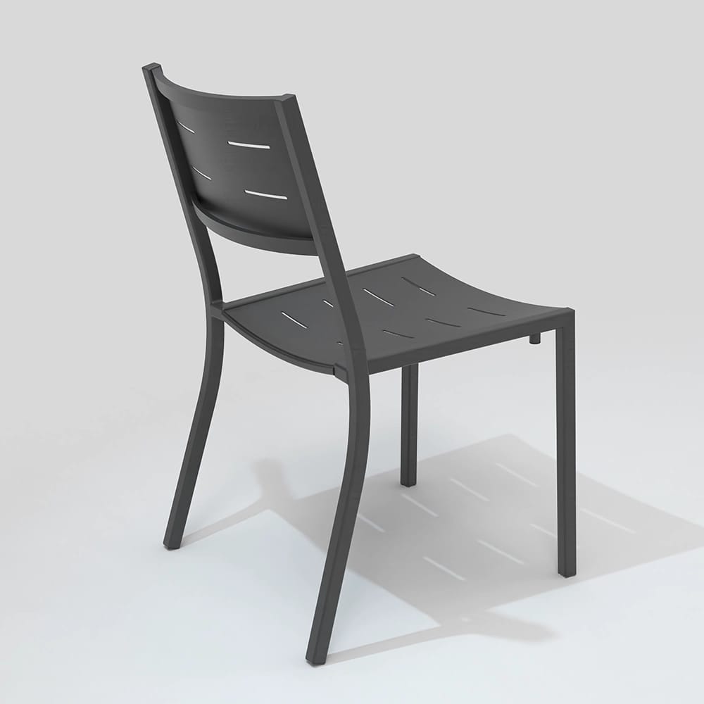 Maiori Full Aluminum Impression Stackable Patio Dining Side Chair, Charbon, 4 Pack