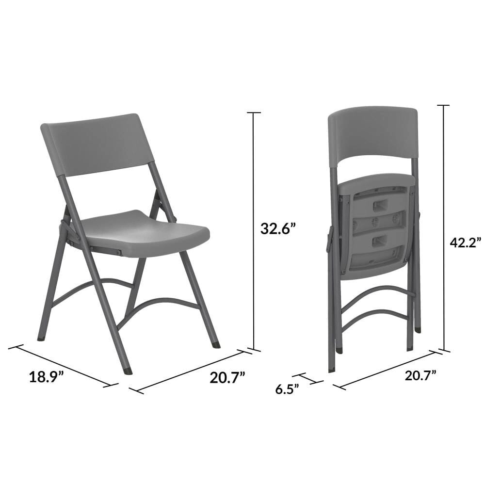 Cosco Zown Commercial Standard Folding Chair, Shark Gray, 4 Pack