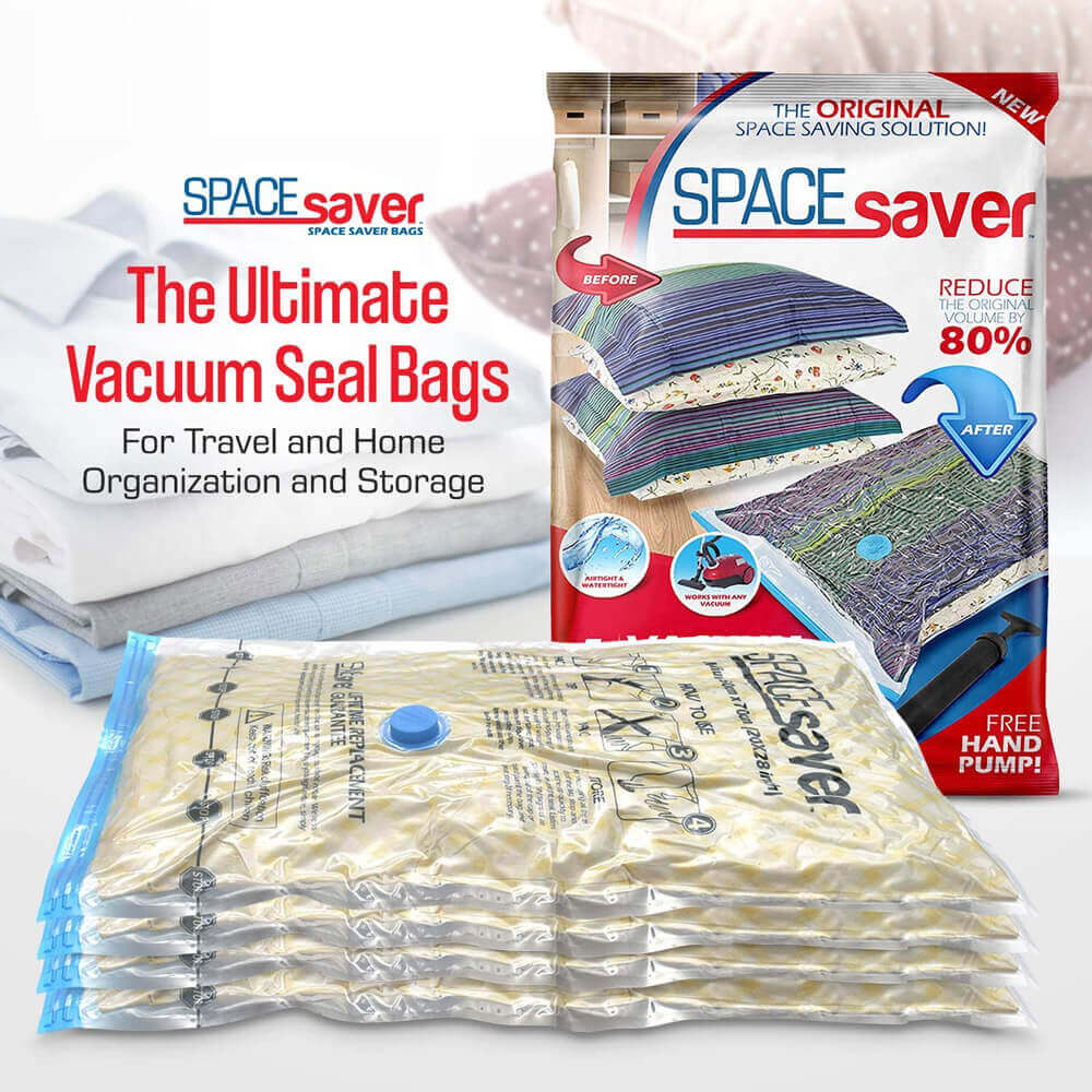 Spacesaver Premium Space Saver Vacuum Storage Bags Variety Pack, Jumbo & Large Size, 4-Pack