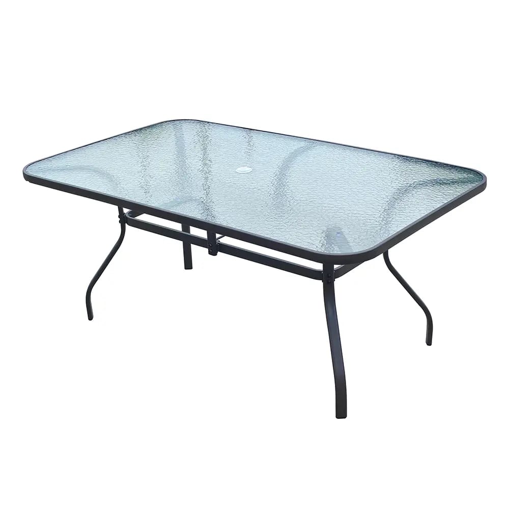 Rectangular Bronze Finish Glass Top Patio Table, 66" x 40"