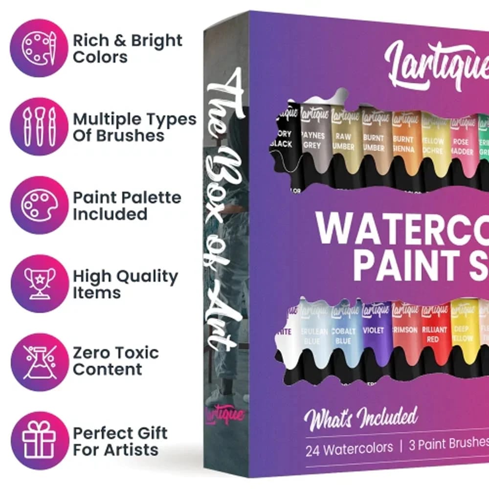 Lartique Watercolor Paint Kit, 28-Piece Set