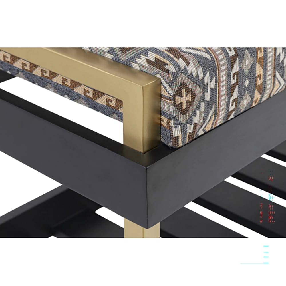 Albany Living Upholstered Bench with Wooden Shoe Rack, Gray/Gold