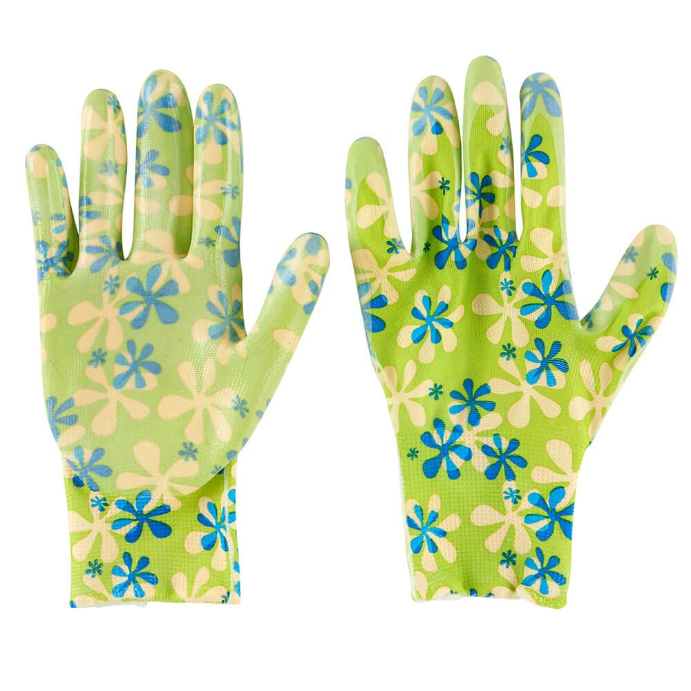 Garden Grove Women's Green/Blue Floral Print Garden Gloves