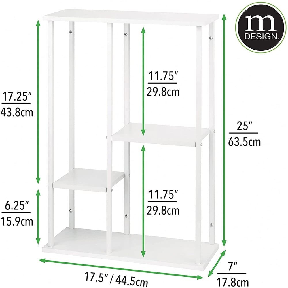 mDesign 4-Tier Wall Decor Storage Organizer Display Shelf, White