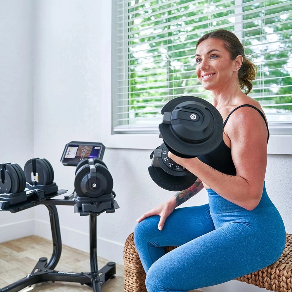 Echelon Adjustable Dumbbells Set with Stand, 7-52.5 lbs