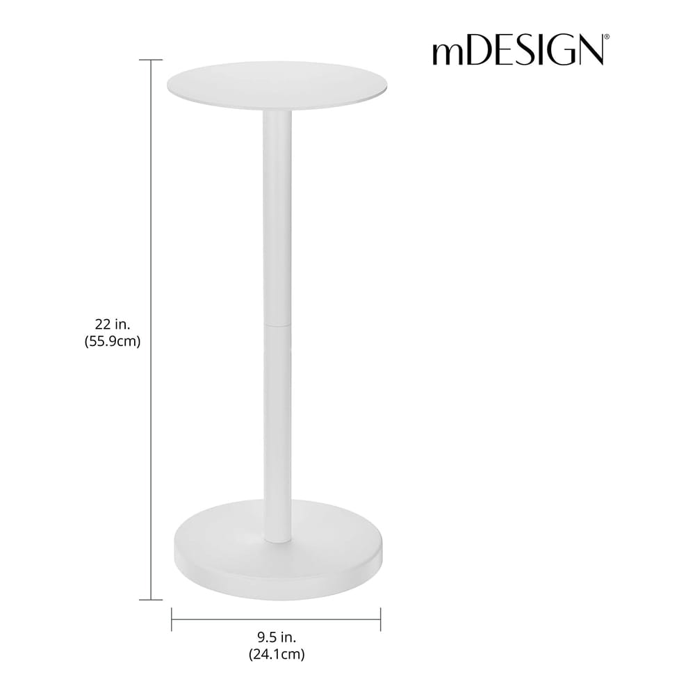 mDesign Round Accent Drink Table, White