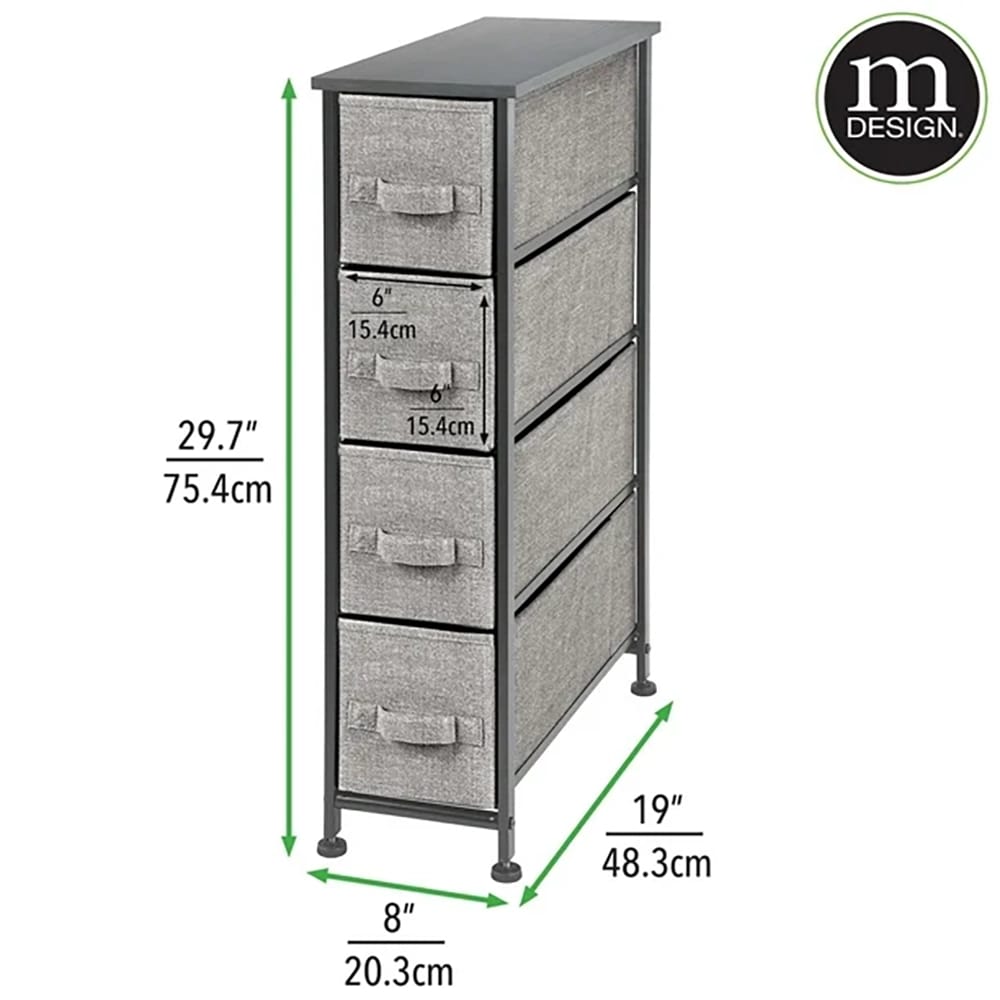mDesign 4-Drawer Fabric Storage Tower, Black/Graphite